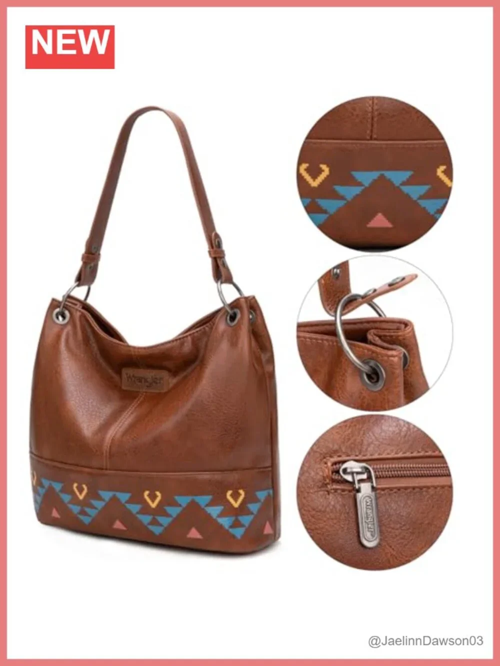 Hobo Bag for Women Vegan Leather Aztec Top Handle Shoulder Purse